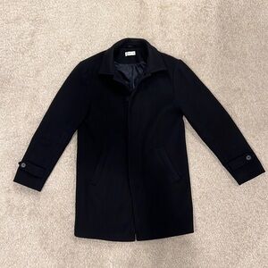 Mango teenager long over coat size extra small in black like new!